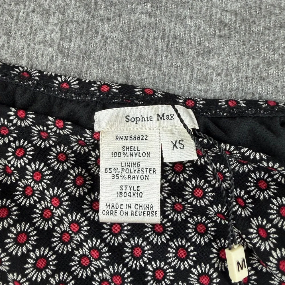 Sophie Max Tiered Mini Skirt Women's XS Black Red Floral Daisy Elena 1B04K10
